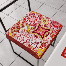 PETTI Artigiani Italiani - Kissen für Küchenstuhl, 2 Stück, Stuhlbezüge aus Mikrofaser mit Gummizug, Stuhlkissen mit Feder, Design Vietri rot, 100% Made in Italy