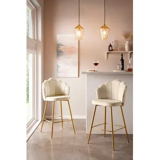 SalesFever Barhocker 2er Set 52 x 100 x 54 cm Beige/Gold