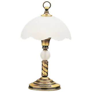 Jugendstil Tischleuchte in Messing Glas Schirm 40cm TOBSYN Nachttisch E27