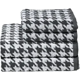 done.® Handtuch Set »Daily Shapes Bird« 2x Handtücher & 2x Duschtücher, Jacquardgewebe, modernes Muster, grau