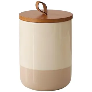 YYW Keramik Vorratsdose mit Bambusdeckel Silikonring Luftdichte Frischhaltedose mit praktischem Griff (Neu) | Ideal zur Aufbewahrung von Lebensmitteln (Middle size)