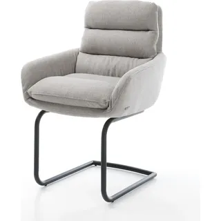 DELIFE Freischwinger Abelia-Flex mit Armlehnen Stripes Hellgrau Freischwinger rund Schwarz - Hellgrau, Grau