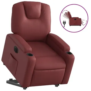 vidaXL Relaxsessel mit Aufstehhilfe Elektrisch Weinrot Kunstleder - Rot