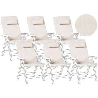 Beliani Outdoor-Sitzkissen 6er-Set Hellbeige 50/45 cm Java/Amantea Premium , Textil , Rechteckig , 71x71x50 cm , Gartenmöbel, Gartenpolster & Auflagen, Sesselauflagen