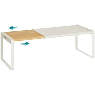SONGMICS HOME Gewürzregal, ausziehbar, Küchen-Organizer, Küchenregal, Schrank-Organizer, Gewürzhalter, Küche, kleines Regal, Tisch-Organizer, naturbeige-cremeweiß KCS052W01