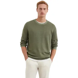 Rundhalspullover MARC O'POLO, Herren, Gr. L, oak ash, Strick, Obermaterial: 67% Leinen, 33% Baumwolle, Rundhals, Bündchen, Pullover Rundhalspullover