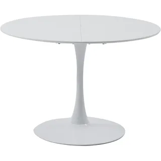 GrandCA HOME 110 cm Runder Esstisch Weiß,Großer Tisch für 6-8 Personen,MDF Tischplatte & Eisen-Metallbeine,Ideal für Küche, Esszimmer, Wohnzimmer, Café (Weiß)