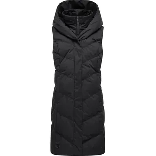 Ragwear Damen ärmellose Lange Outdoorweste warme wasserdichte Winterjacke mit Kapuze Natalka Vest Black Gr. L - L
