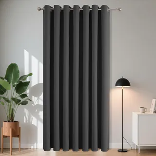 Joydeco Verdunklungsvorhänge 1 Stück H195xB150,Türvorhang Blickdichte Türgardine,Tür Vorhang mit Ösen Thermo Kälteschutz Hitzeschutz Schallschutz für Schlafzimmer Wohnzimmer(Dunkelgrau)