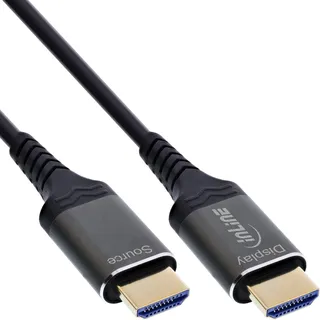 InLine HDMI AOC Kabel Ultra High Speed HDMI 2.1 Glasfaserkabel für 8K 60Hz 4K 240Hz, Aluminium Stecker, ARC eARC HDR, vergoldet, 10m, 17910X