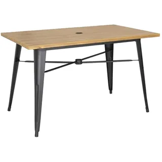 Bolero - FT954 Tisch für den Außenbereich, Aluminium, helle Holzoptik, 1200 x 760 mm, hitzebeständige Oberfläche, UV-beständig, einfache Montage