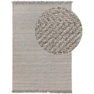Kunstloft Wollteppich Lars Hellgrau 80x150 cm , Grau , Textil , Gestreift , Rechteckig , 80x1 cm , Gots , pflegeleicht , Teppiche und Böden, Teppiche, Schafwollteppiche