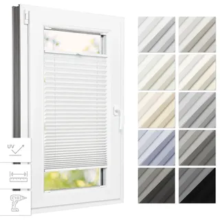 Estika Thermo-Plissee mit Bohren 80 x 200 cm – Weiß – Plissee für Fenster innen, Jalousie für Fenster, Fensterplissee zur Schraubmontage
