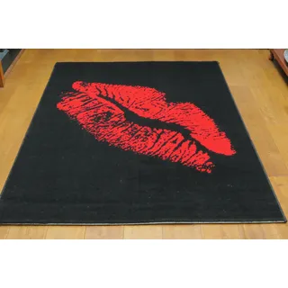 ASPECT The Kiss/Hot Lips Teppich, rechteckig, Rot und Schwarz, für Jugendliche und Kinder, 120 x 170 cm, Polypropy, 170 x 120 x 0.5 cm