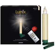 Bild Lumix Superlight 10er Basis-Set kabellose Christbaumkerzen elfenbein