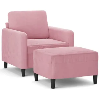 vidaXL Sessel mit Hocker Rosa 60 cm Samt - Rosa