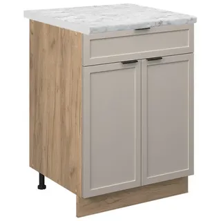 Vicco Küchenunterschrank Fame-Line GrauBeige 60 cm mit Schublade, AP Marmor , Holzwerkstoff , 3 Fächer , 1 Schubladen , Quadratisch , 60x82x60 cm , Küchen, Küchenmöbel, Küchenschränke, Küchenunterschränke