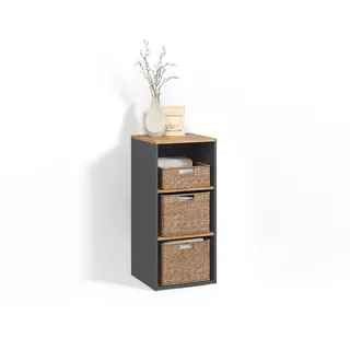 livinity Waschmaschinenschrank Paolina Anthrazit/Goldkraft Eiche 40.2 x 88.2 cm, Model 57401 - Grau