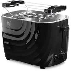 Impolio Toaster Classic 700W – Elegantes Design, 7 Bräunungsstufen, mit Krümelfach und Brötchenaufsatz, Toaster Schwarz, Toaster 2 Scheiben, Toast