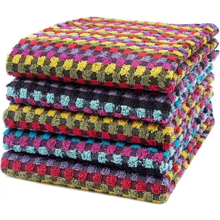 ZOLLNER 5er Set Geschirrtücher - bunt - 45x90 cm - Baumwolle - aus Restgarnen - 60°C waschbar - Hotelqualität - Oeko-TEX® Zertifiziert