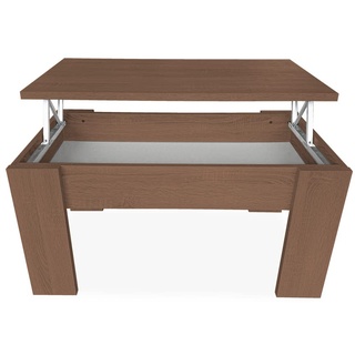 mattfy Couchtisch für Kaffee/Tee, höhenverstellbar, für Wohnzimmer oder Esszimmer, Maße: 90 cm (B) x 50 cm (T) x 46 (H) cm, Holz, Walnuss, 90 x 50 x 46/57 cm