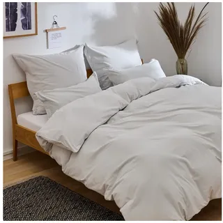 Blumtal Bettwäsche 135x200 Leinen Optik 2teilig mit Kissenbezug 40x80cm - Bettbezug leinenartige Baumwolle, ähnlich wie Leinen Bettwäsche 135 x 200 cm - Oeko-TEX zert. Stone Washed Bettbezug Grau