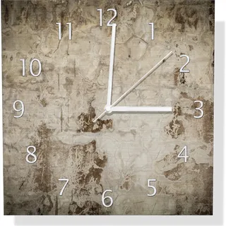 Wallario Design Wanduhr Alte schmutzige Wand aus Beton mit abblätternder Farbe aus Aluverbund, Größe 30 x 30 cm - Schwarz