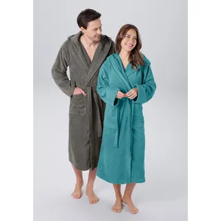 Unisex-Bademantel OTTO HOME "Regona, Hotelbademantel, Morgenmantel, Standardlänge & Überlänge" Gr. XXL, blau (petrol), L:125cm, Veloursfrottier, Hausmäntel, Unisex-Bademantel, Damen & Herren, mit Taschen, flauschig, weich, Velours, Sauna & Spa