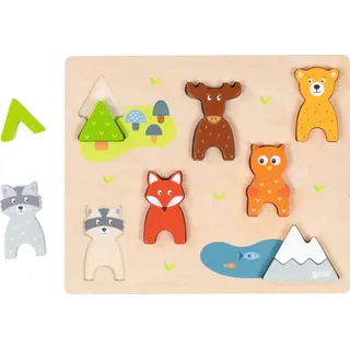 goki 57364 - Einlegepuzzle Wilde Tiere aus Holz für Kinder ab 2 Jahren