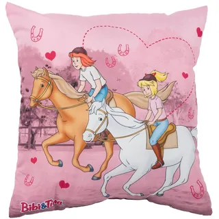 United Labels Bibi & Tina Kissen, Kopfkissen 40x40 cm, Pink, Sofakissen mit Pferdemotiv, Dekokissen für Fans