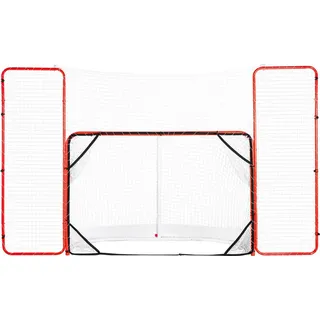 Vevor Hockeytor Streethockeynetz mit Rücklaufsperre und Zielen, Straßenhockey-Tor Hockeynetz, 310 x 183 cm Pro Hockey-Trainingstor-Set, tragbares Indoor-Outdoor-Hockeytor mit Netz, weiß/rot, Training