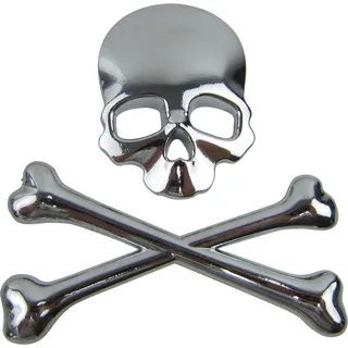 Exklusives Emblem Sticker Aufkleber Metall Knochen Auto Skull Totenkopf in Chrom