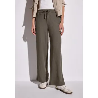 Stoffhose STREET ONE, Damen, Gr. 46, Länge 30, braun (acron braun), Web, Obermaterial: 55% Polyester, 44% Viskose, 1% Elasthan, Strukturmuster, loose fit knöchellang, Hosen Stoffhose, Sommerhose mit Struktur
