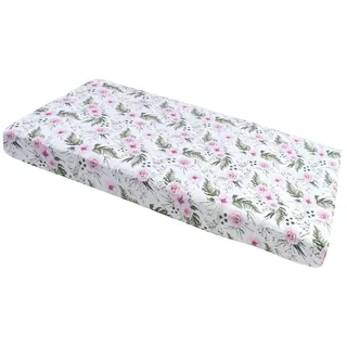 Medi Partners Spannbettlaken 60x120 Baby Bettlaken Kinderbett Spannbetttuch 100% Baumwolle - Fitted Kinder Sheet Bettwäsche Babymatratze Schlafsack Babybett (Pinke Blumen)