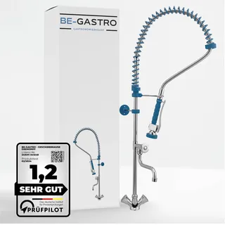 BE-GASTRO® I Profi Gastro Geschirrbrause Einloch "Premium" Drehgriff blau inkl. Wasserhahn, Mischbatterie & ergonomischem Drehgriff I Gastrobrause Spültischarmatur mit Zubehör, Gastronomie Armatur