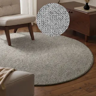 HANSE Home Teppich "Wolly 2" rund 12 mm Höhe Flachgewebe, Läufer, Skandi, Woll-Optik, Esszimmer, Wohnzimmer, Flur, grau
