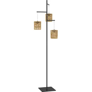 Solar Stehlampe Rattan Solarlampen mit Lichtsensor 3 Lichten Automatische Solarleuchte im Boho-Stil IP44 Wasserdichte Solarlampe Outdoor Lampe Solarlaterne für Garten Balkon Außen Rasen Hof Aosom