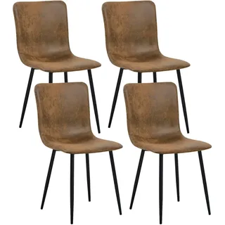 FurnitureR Esszimmerstuhl 4er Set, Küchenstuhl mit Kunstlederbezug und schwarzen Metallbeinen, Polsterstuhl im Industrial Design, Sitzhöhe 46 cm, 40×38×86 cm für Esszimmer, Küche oder Wohnzimmer