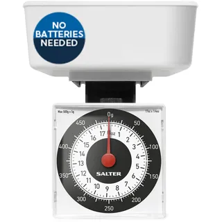 Salter 022 WHDR Mechanische Küchenwaage analog, Diät Waage, Max Traglast 5kg, Wiegen in 5g Schritten, Präzise Portionierung, Waage kann in Schale verstaut werden, Kompakt und gut transportierbar'