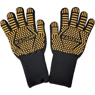 Unisex Ofenhandschuhe Grillhandschuhe Hitzebeständig bis 800 °C | feuerfest rutschfest | Hitzeschutz | klassisch Gold L/XL