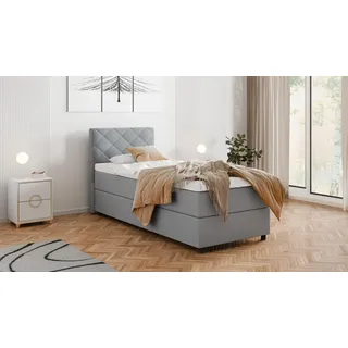 BOXSPRINGBETT Diamaro 90x200 cm mit Bettkasten und Topper - Hellgrau - Hellgrau