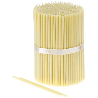 Danilovo 100 Stück Weiß Bienenwachs Kerzen - Orthodoxe Kerzen für Gebet, Rituals, Tischdeko Hochzeit - Ungiftig, Ruß - Tropffrei, Lang, Nachhaltige Produkte, N80, Höhe: 18,5 cm, Ø 6,1 mm
