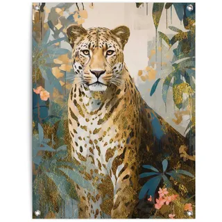 Reinders! »Gold Cat« Garten - Dschungel - Blumen - grün - Leinwand - Tiere - 60x80 cm,