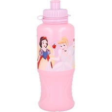Tataway in viaggio si cresce Disney rosa Wasserflasche für Mädchen Schneewittchen Aschenputtel Rapunzel Belle Aurora aus Kunststoff Prinzessinnen 400 ml mit Anti-Tropf-Verschluss und Anti-Rutsch-Band