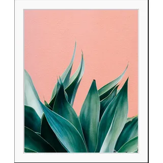 queence Bild »Romy« Blätter   Foto   Pflanzen HD Premium Poster-Druck inkl. Holzrahmen, rosa