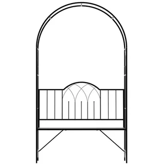 Outsunny Rosenbogen mit Bank, 115 x 59 x 203 cm, Metall, Schwarz , 115x203x59 cm , Gartenmöbel, Gartenbänke