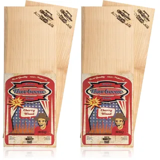 Axtschlag XL Grillbretter Kirsche, 2 Wood Planks für größere Filets & Braten, schonendes Garen mit aromatischer Rauchnote & zum Servieren, für alle Grills & Smoker, 400x150x11 mm, mehrfach verwendbar