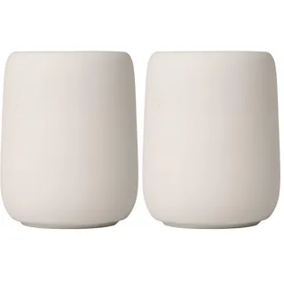 blomus Zahnputzbecher -SONO- | Zahnbürstenhalter aus Keramik | 11 x 8,5 x 8,5 cm | Farbe Moonbeam | Badaccessoire (Packung mit 2)