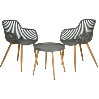 Edle Sitzgruppe mit Balkontisch, 3-tlg., grau, Bistro-Set für Garten, Terrasse, Balkon, wetterfest, modern & komfortabel - Grau