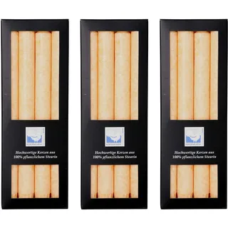 Stearin Stabkerzen, cremefarben - helles Apricot, 25 cm x 2,2 cm, 12er Set, Bio - Kerzen